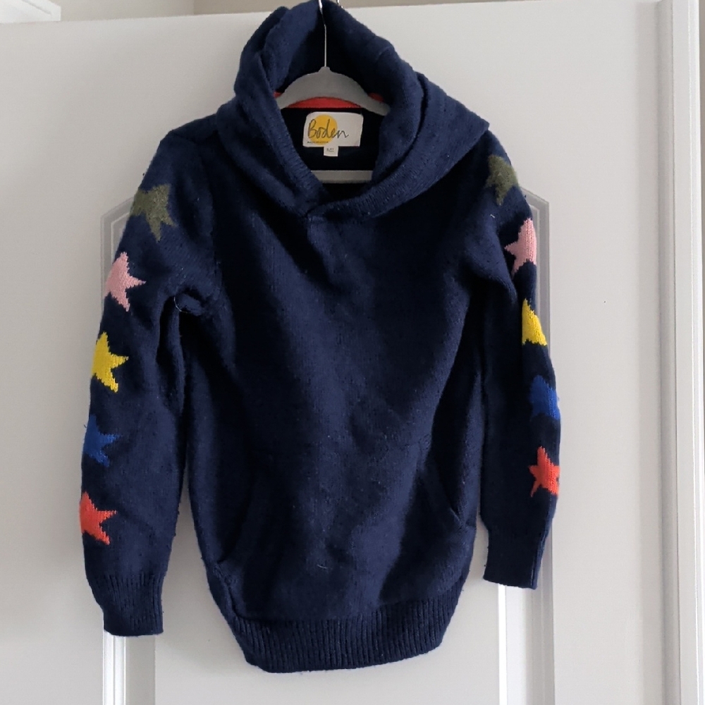 Boden Navy Hoodie with Colorful Star Accents